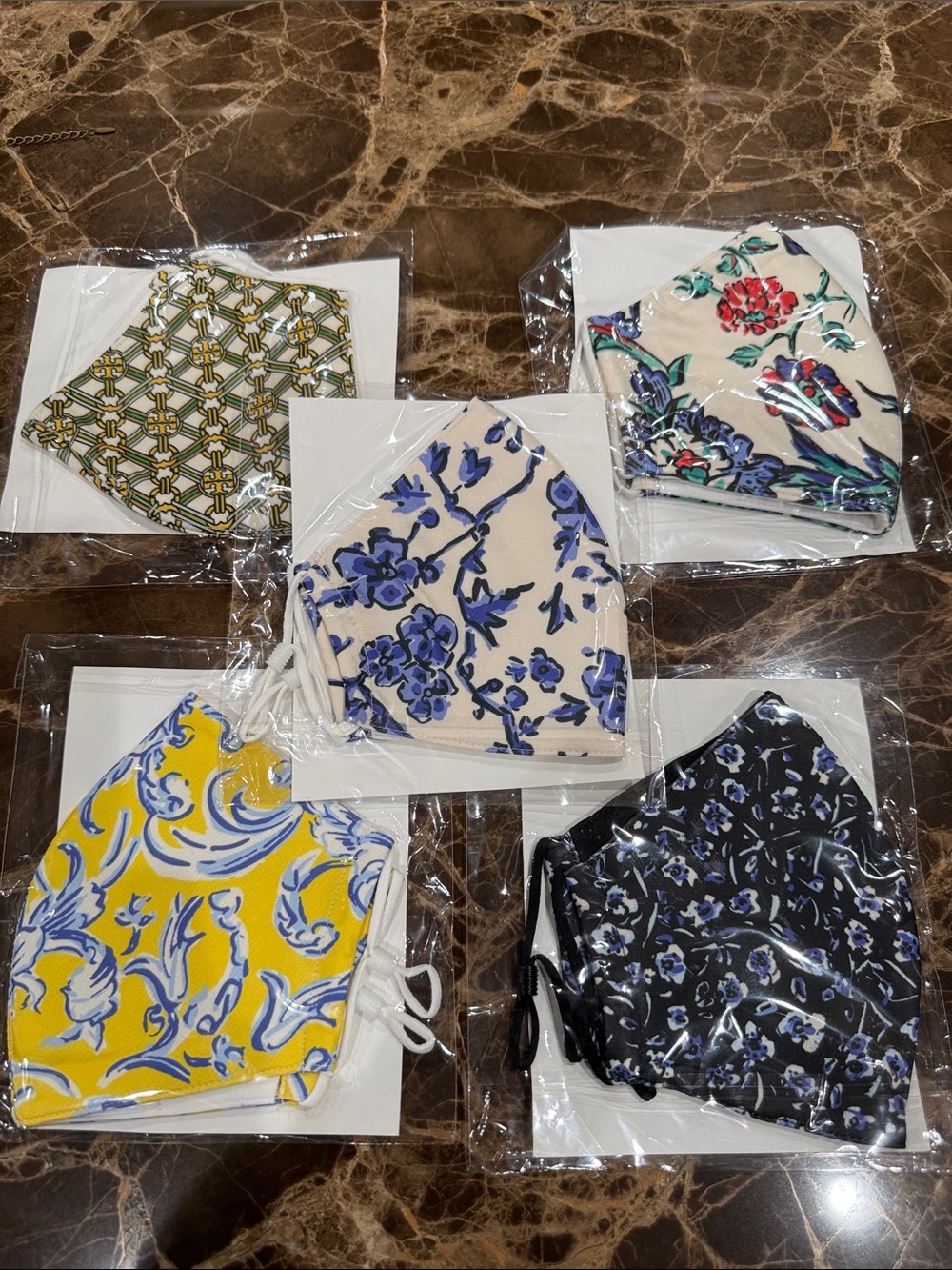 Tory Burch Reusable Face Mask - Assorted Colors set of 5